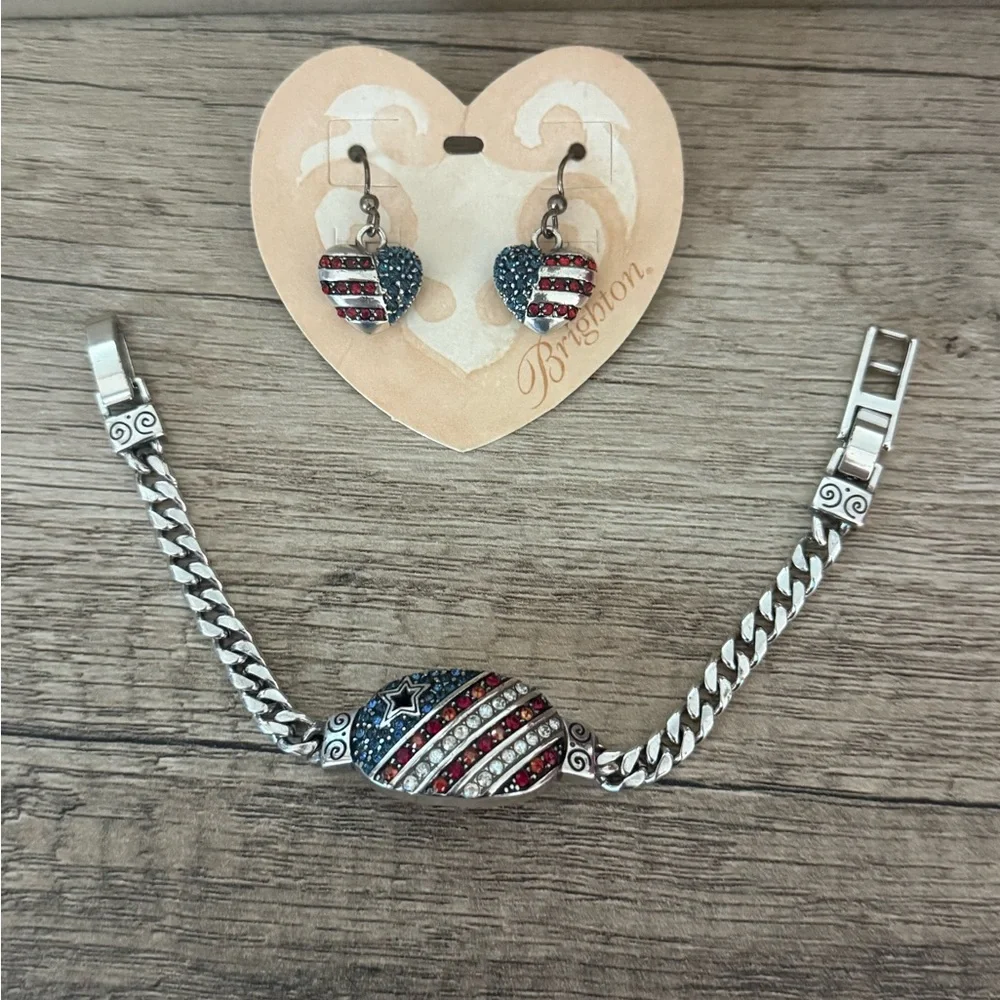Brighton Red, White & Blue Heart Dangle Earrings - Picture 1 of 2